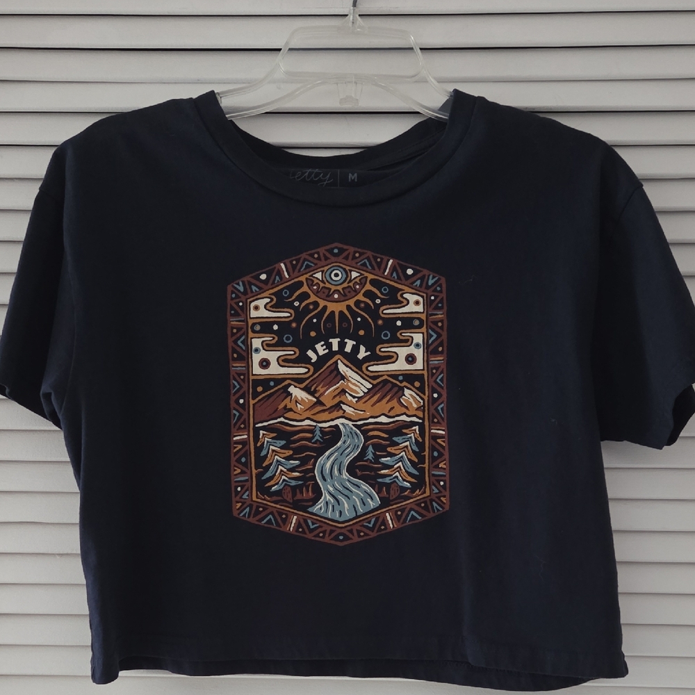 Navy Graphic Crop Top